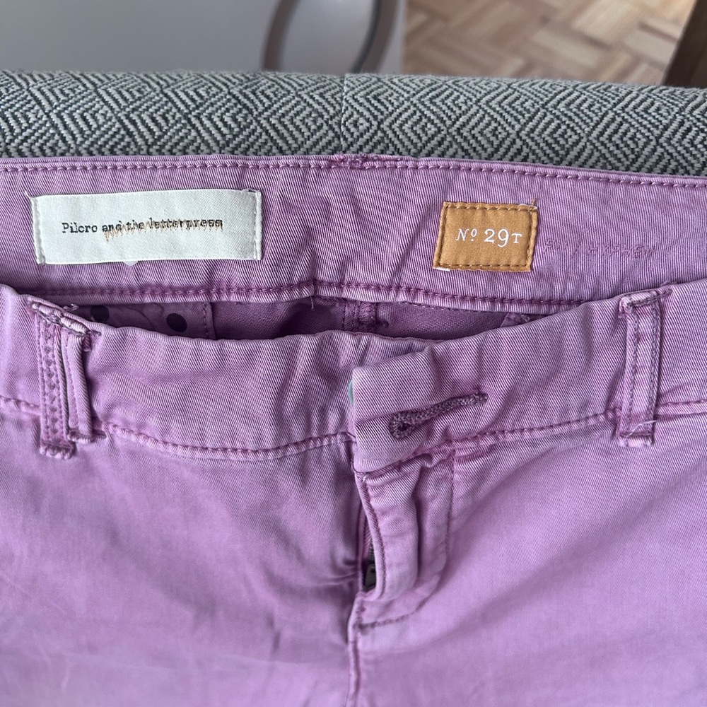 Pilcro and the Letterpress Dusty Rose Polka Dot Cotton Pants